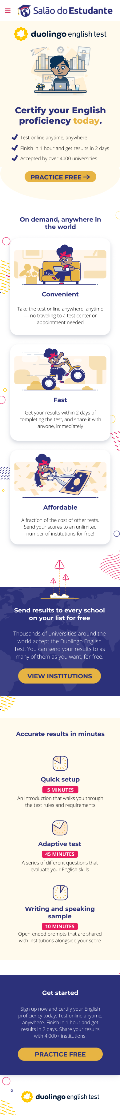 Mobile layout of the partner page with the indigo and gold palette.