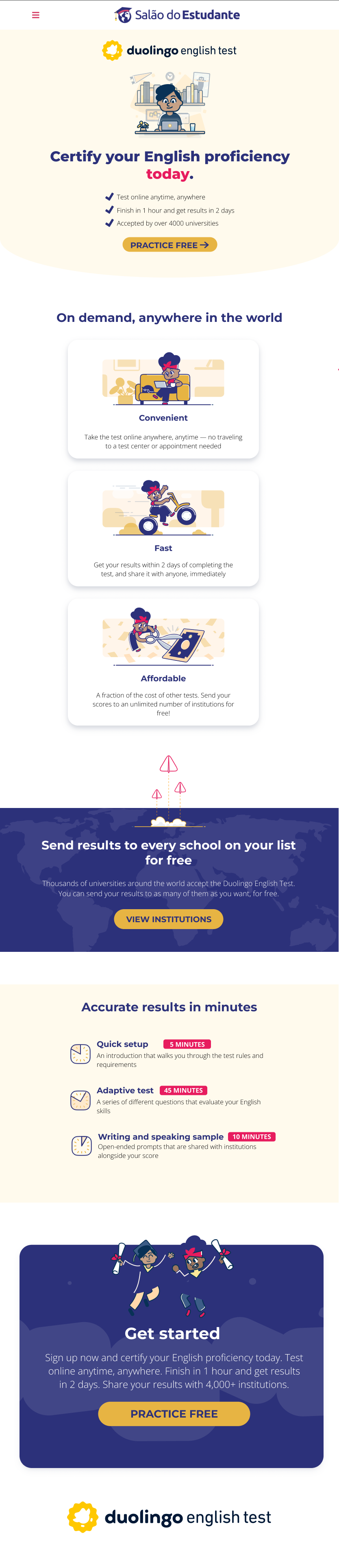 Tablet layout of the partner page with the indigo and gold palette.